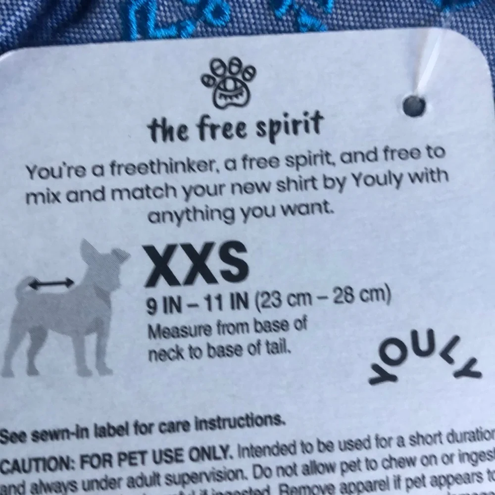 NWT Youly Free Spirit Dog Shirt XXS